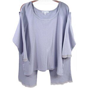 2X CAROLE HOCHMAN Pajamas All Cotton&Modal Lounge Lilac Women's Soft PJs 2pc Set